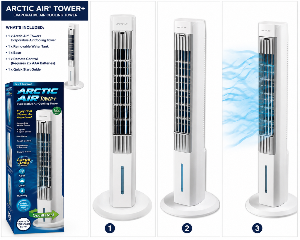 Arctic Air Tower+ Evaporative Cooler | 150 CFM