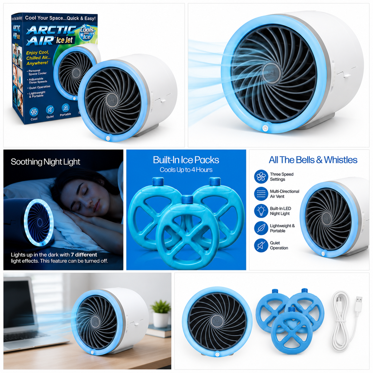 Arctic Air Ice Jet Portable Air Conditioner & Cooler | Rechargeable Personal Cooler