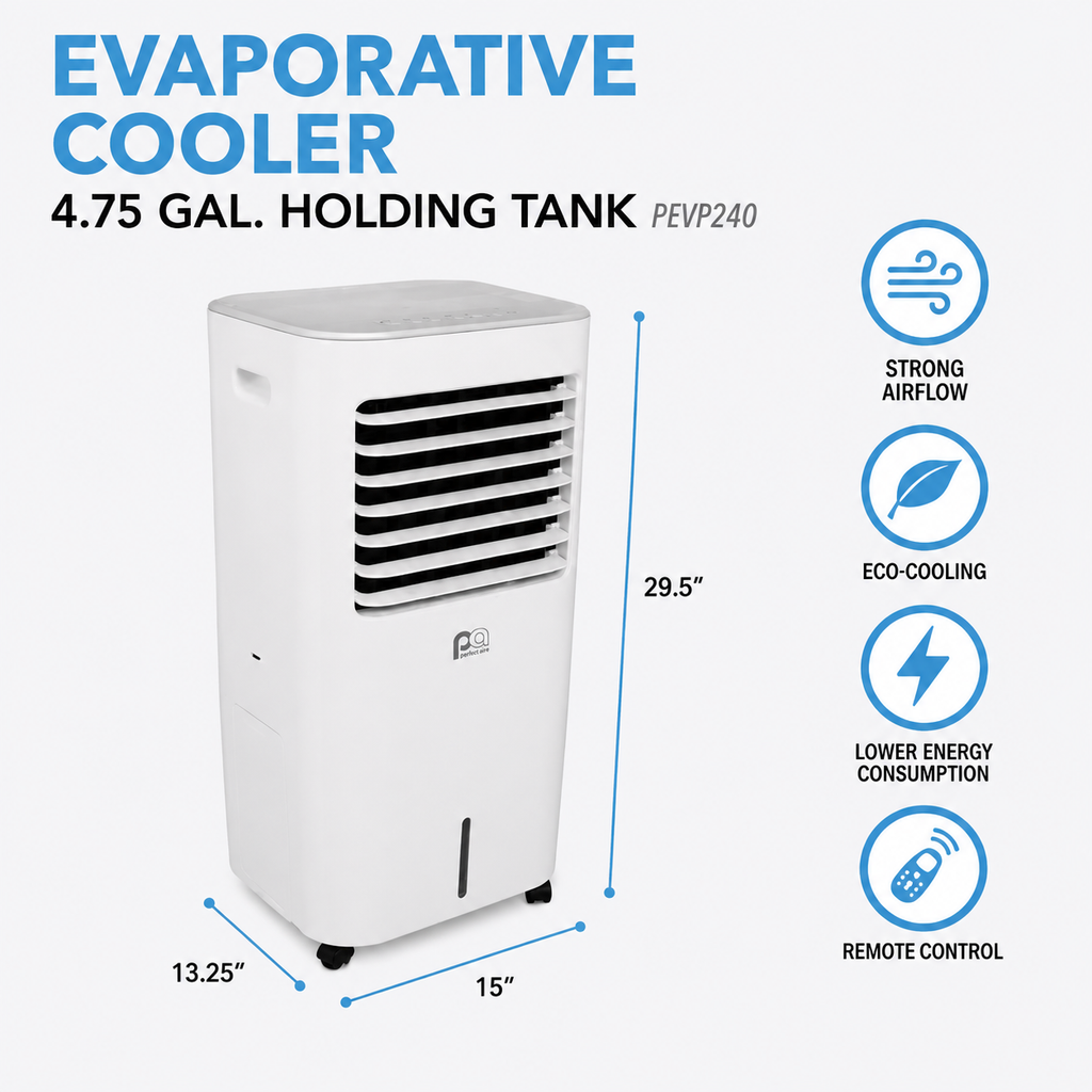 Perfect Aire 240 CFM Portable Evaporative Cooler | 250 Sq. Ft.