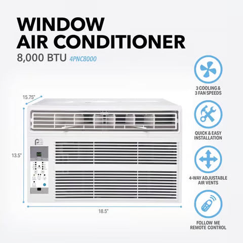 Perfect Aire 8,000 BTU Window Air Conditioner | 115V with Remote