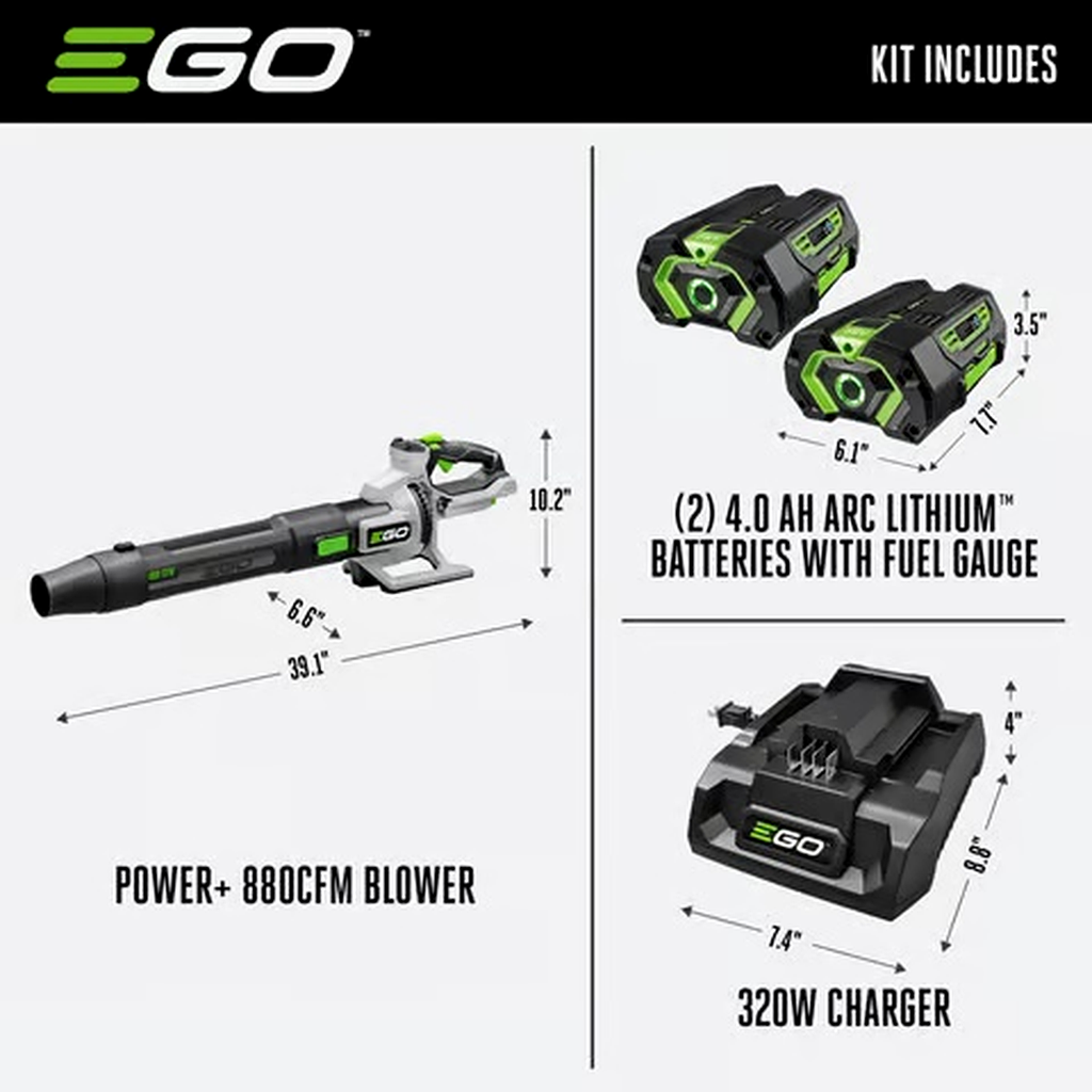 EGO Power+ LB8803-2 880 CFM 200 MPH 56V Cordless Leaf Blower Kit