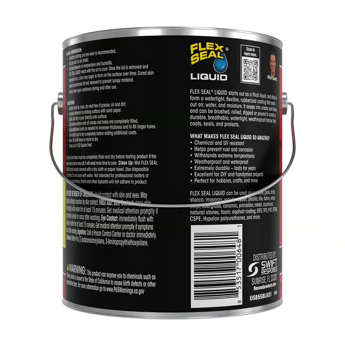 Flex Seal Black Liquid Rubber Sealant Coating — 128 fl. oz. (1 Gallon)